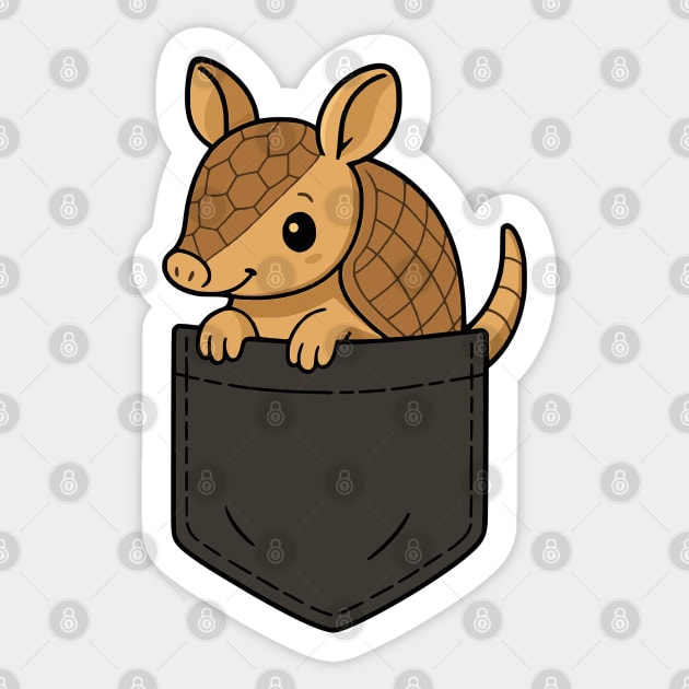 Funny Cute Armadillo Pocket Animal Lover Texas Humor Sticker by Yesteeyear